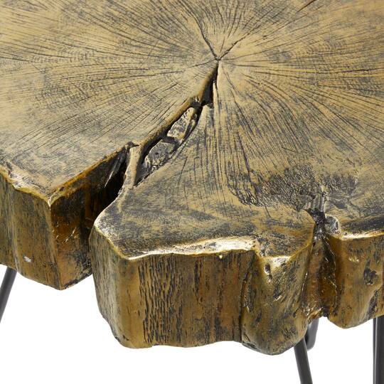26" Polystone & Metal Modern Accent Table